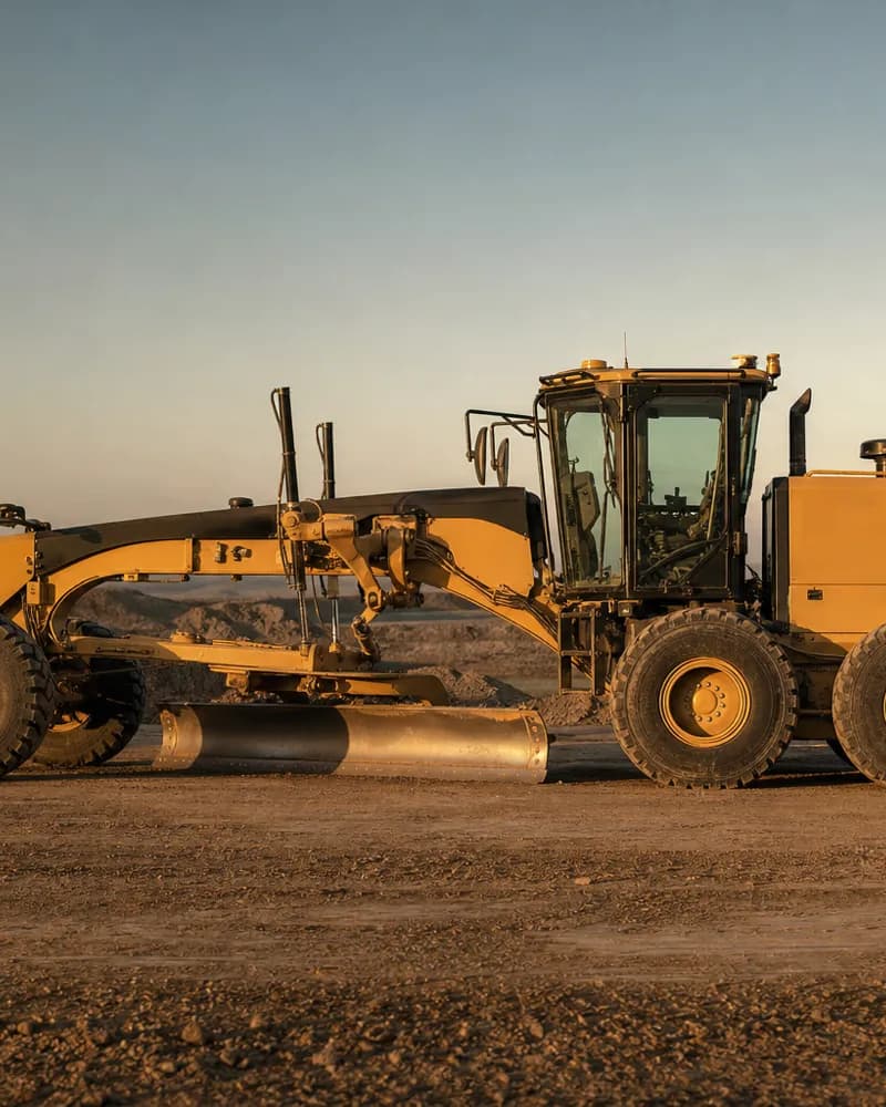 Motor grader finishing a long subgrade pass